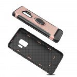 Wholesale Galaxy S9+ (Plus) 360 Rotating Ring Stand Hybrid Case with Metal Plate (Rose Gold)
